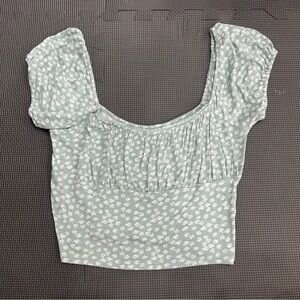 Floral Puff Sleeve Top - Green